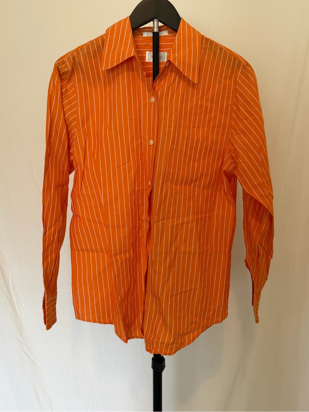 Foxcroft Orange & White Striped Button Front Shirt Size 4